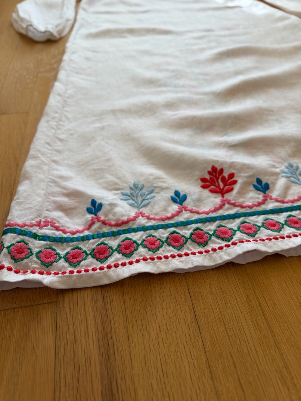 Boden White Maxi Dress with Pink & Blue Embroidery - Picture 13 of 15